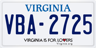 VA license plate VBA2725
