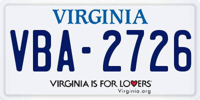 VA license plate VBA2726