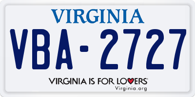 VA license plate VBA2727