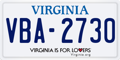 VA license plate VBA2730