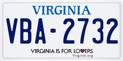 VA license plate VBA2732