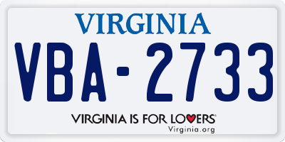 VA license plate VBA2733