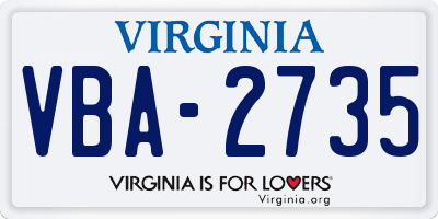 VA license plate VBA2735