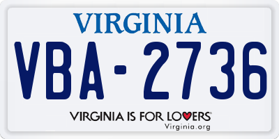 VA license plate VBA2736