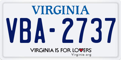 VA license plate VBA2737