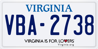 VA license plate VBA2738