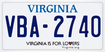 VA license plate VBA2740