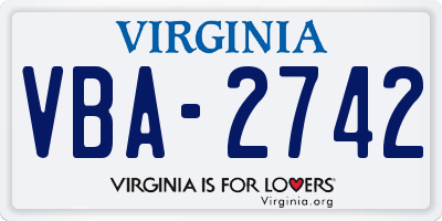 VA license plate VBA2742
