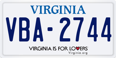 VA license plate VBA2744