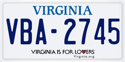 VA license plate VBA2745