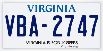 VA license plate VBA2747