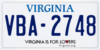 VA license plate VBA2748