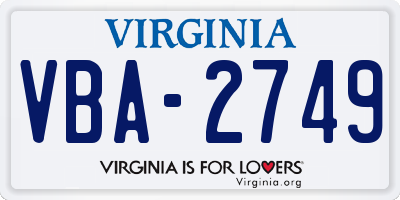 VA license plate VBA2749
