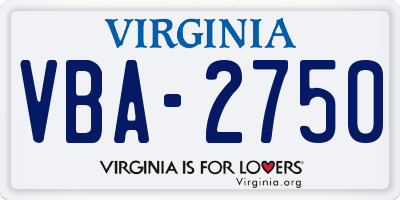 VA license plate VBA2750