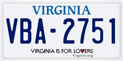 VA license plate VBA2751