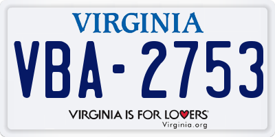 VA license plate VBA2753