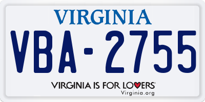 VA license plate VBA2755