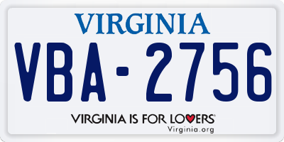 VA license plate VBA2756