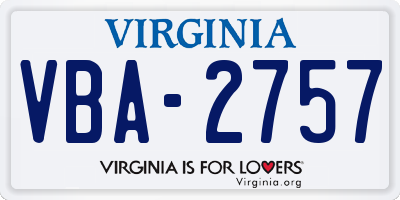 VA license plate VBA2757