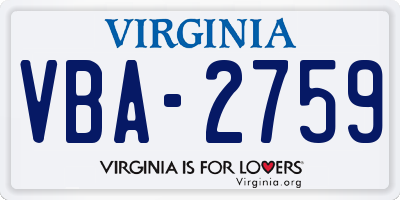 VA license plate VBA2759
