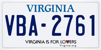 VA license plate VBA2761