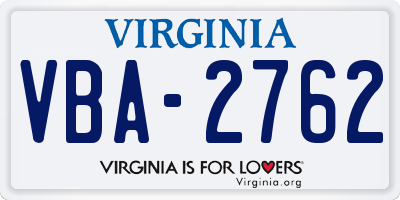 VA license plate VBA2762
