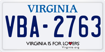 VA license plate VBA2763