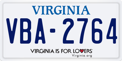 VA license plate VBA2764