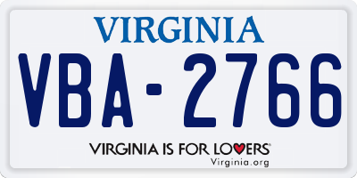 VA license plate VBA2766