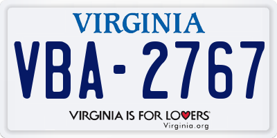 VA license plate VBA2767