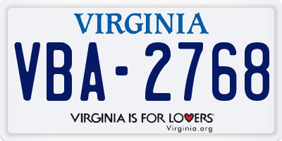 VA license plate VBA2768
