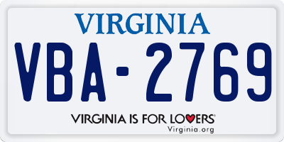 VA license plate VBA2769