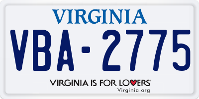 VA license plate VBA2775