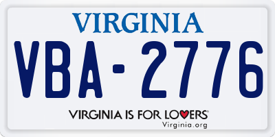VA license plate VBA2776