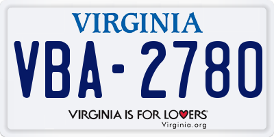 VA license plate VBA2780