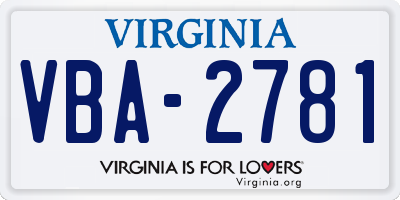 VA license plate VBA2781