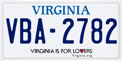 VA license plate VBA2782