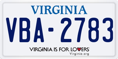 VA license plate VBA2783