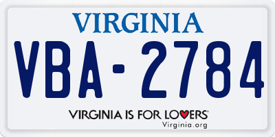 VA license plate VBA2784
