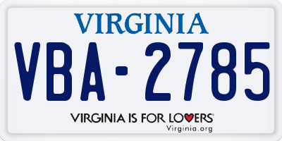 VA license plate VBA2785
