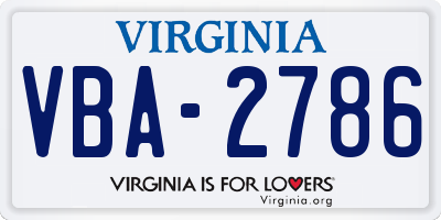 VA license plate VBA2786