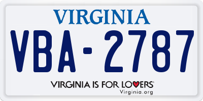 VA license plate VBA2787