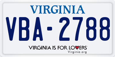 VA license plate VBA2788