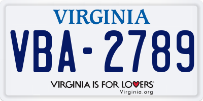 VA license plate VBA2789