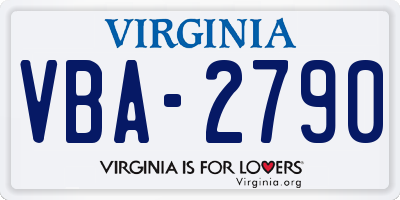 VA license plate VBA2790