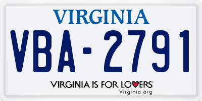 VA license plate VBA2791