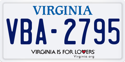 VA license plate VBA2795