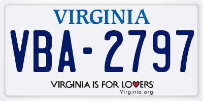 VA license plate VBA2797