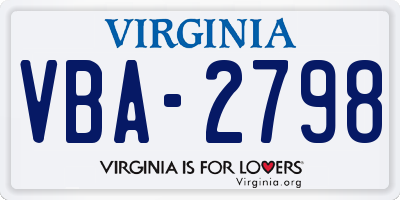 VA license plate VBA2798