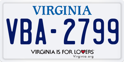 VA license plate VBA2799